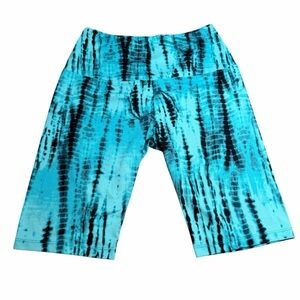 10/$25🦋 Hot Kiss Turquoise & Navy Blue Tie-Dye Bike Shorts - Size Medium